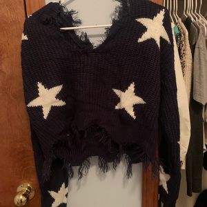 Navy Blue Star Sweater